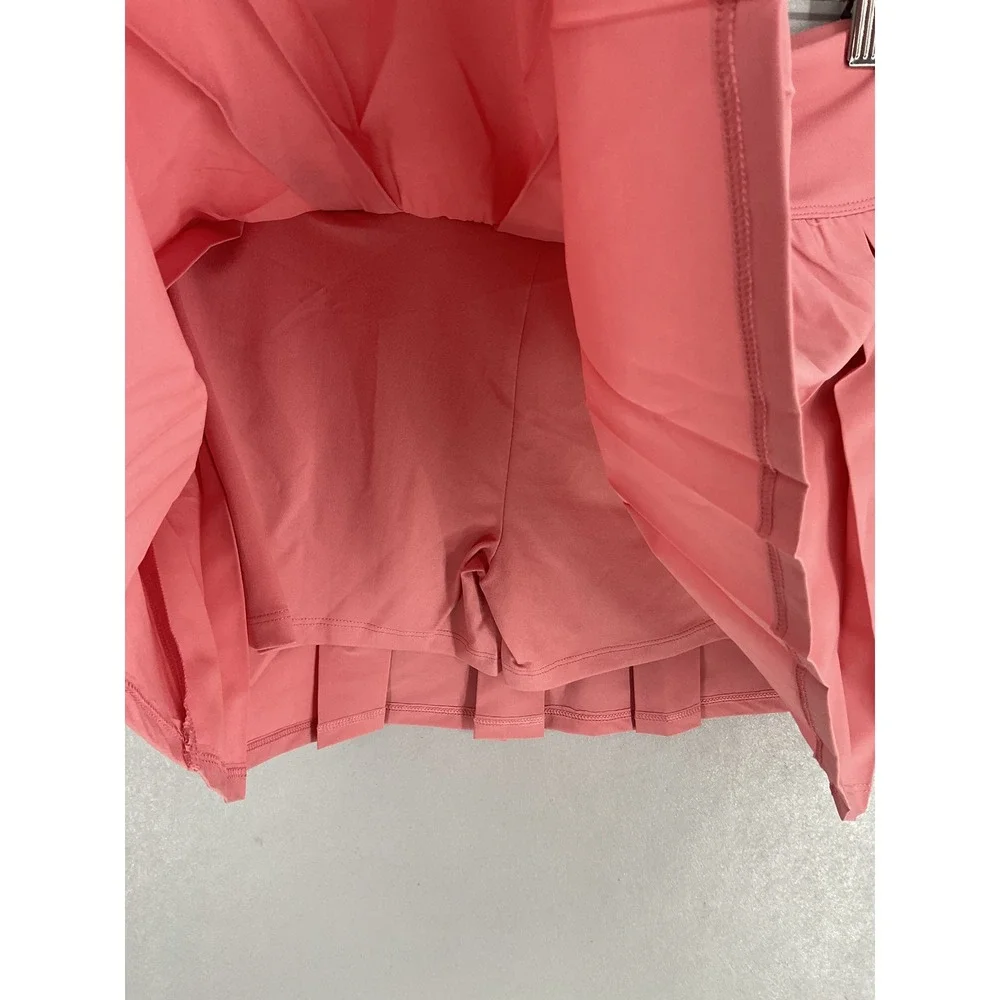 Justice Girls Pleated Skort Nectar Pink Crossover Waist Built-in Shorts L 12/14